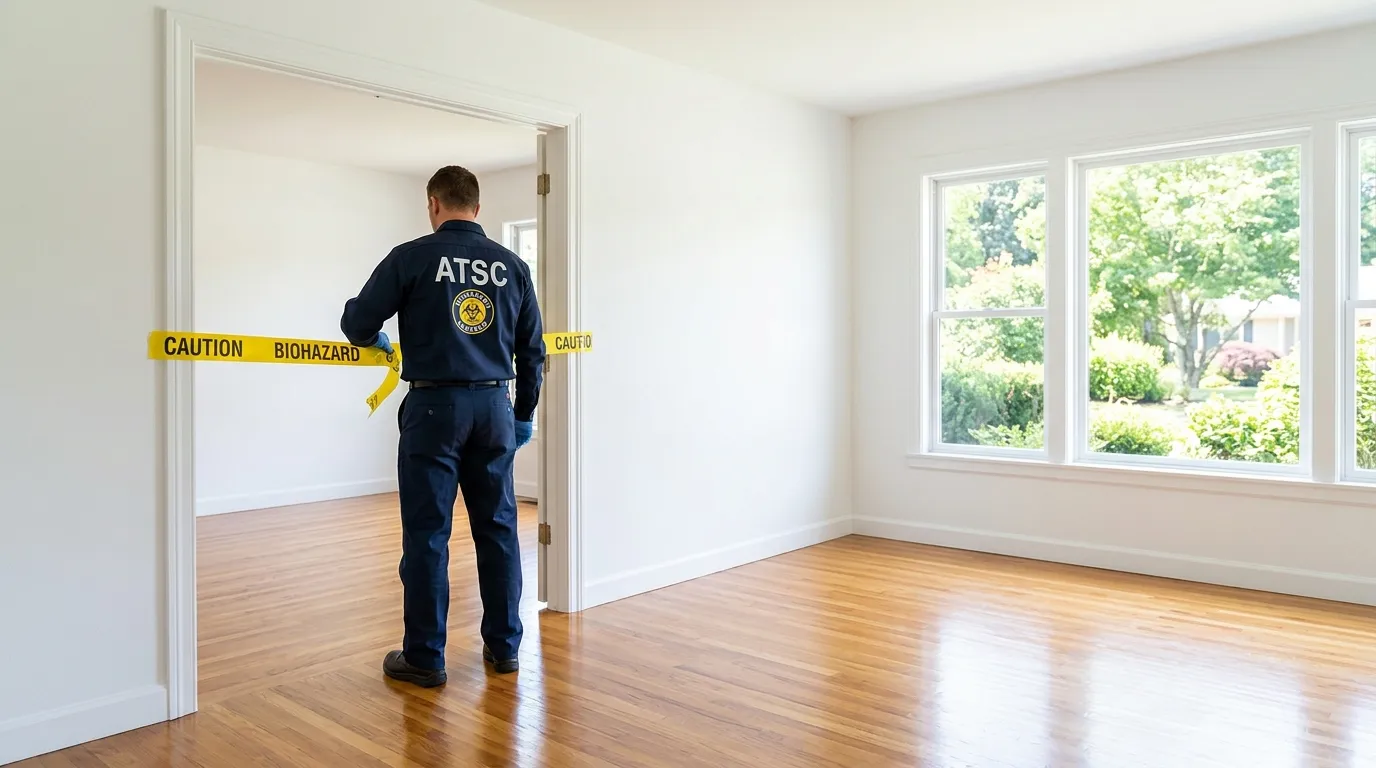 Certified biohazard cleanup crew performing Decomposition Cleanup in Alhambra